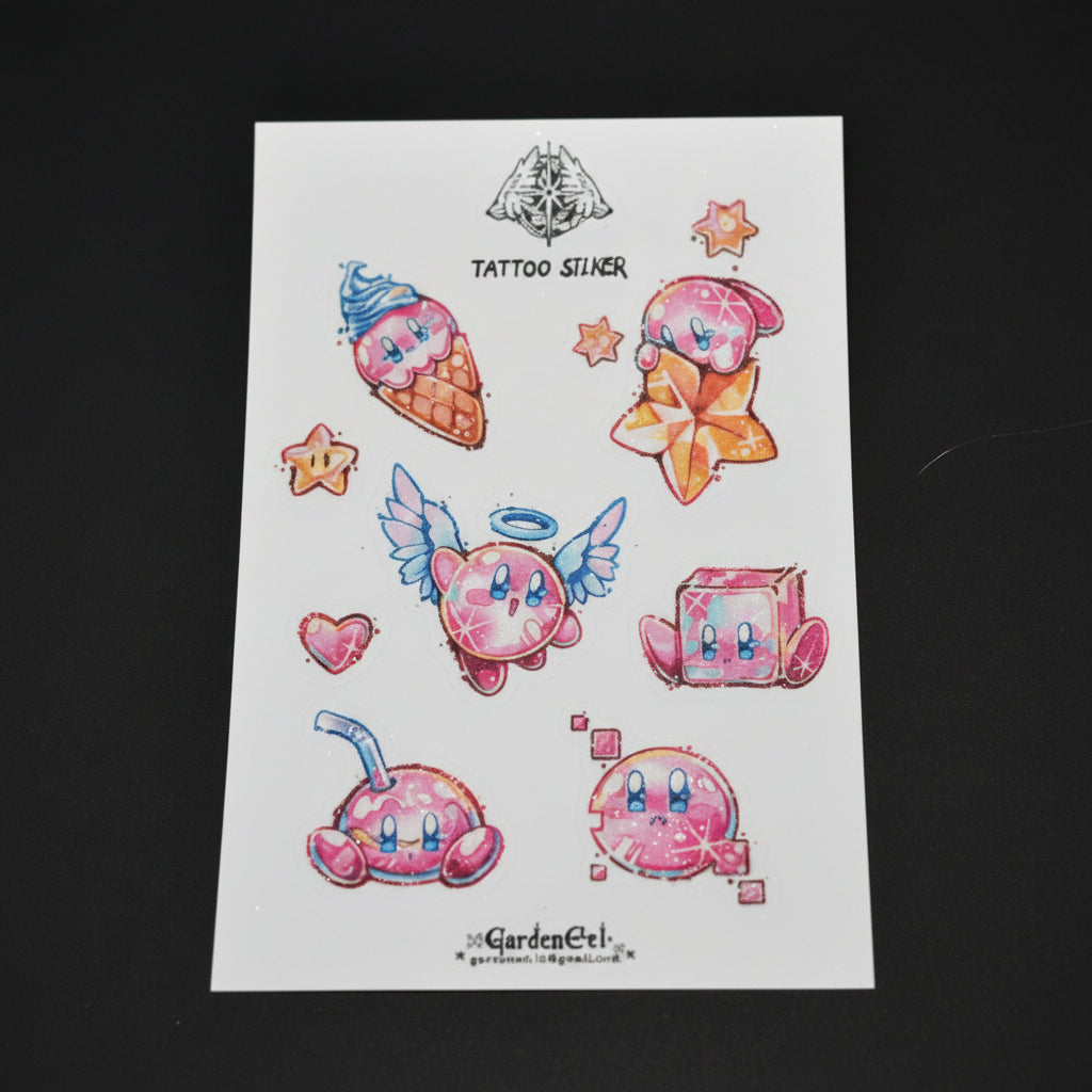 Kirby temporary tattoo